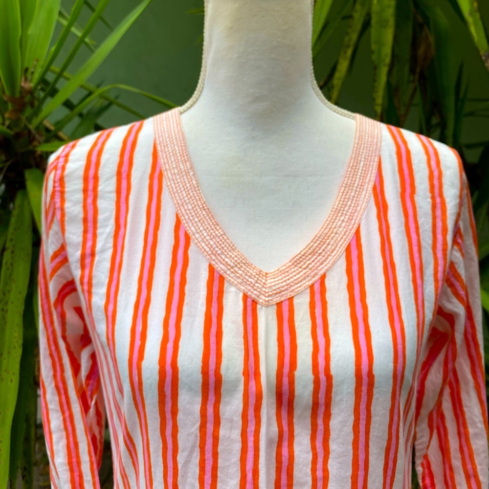 Orange and White Mixed Pmmmmm no Cover up Tunic blouse